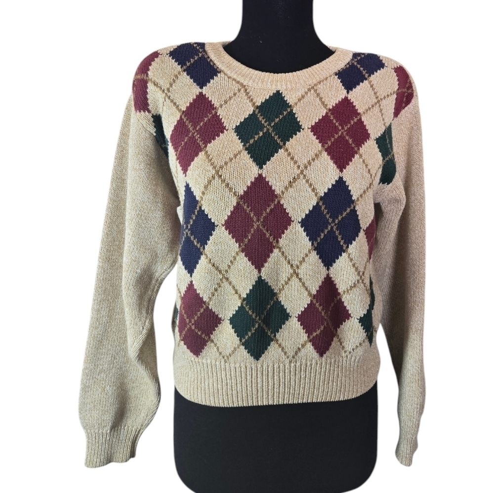 Vintage LizSport Diamonds Crewneck Pullon Long Sleeve Sweater Women’s Petite P